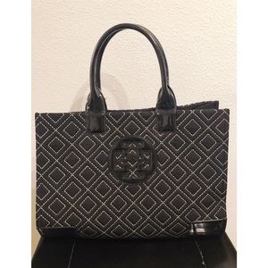 Tory Burch Black Nylon Ella Quilted Tote